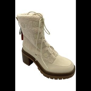 MIA Women's Alpes Lace-Up/Zip Sherpa Platform Boots Natural - Medium